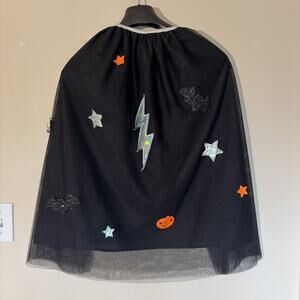 Meri Meri Black Halloween Costume Dress Up Superhero Sequin Tulle Cape One Size